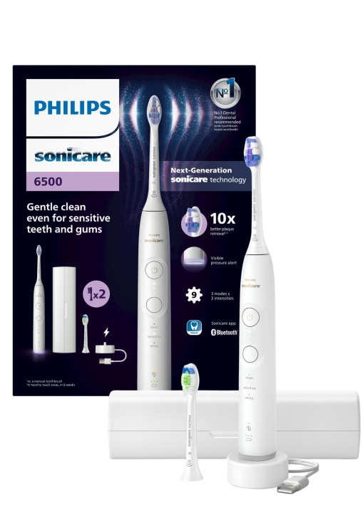 Philips Sonicare vit elektrisk tandborste serie 6500 HX7410/02 i gruppen SKÖNHET & HÄLSA / Munvård / Eltandborstar hos TP E-commerce Nordic AB (D06623)