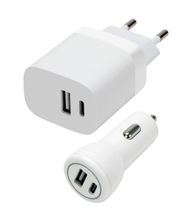 Speedlink Vägg- och billaddare USB-A & USB-C 15W, vit i gruppen SMARTPHONE & SURFPLATTOR / Laddare & Kablar / Billaddare / Billaddare USB hos TP E-commerce Nordic AB (D06675)