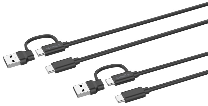 Speedlink STREAM Play & Charge USB-C/A till USB-C kabeluppsättning, svart i gruppen DATORER & KRINGUTRUSTNING / Datorkablar / USB-kablar / USB-C hos TP E-commerce Nordic AB (D06677)