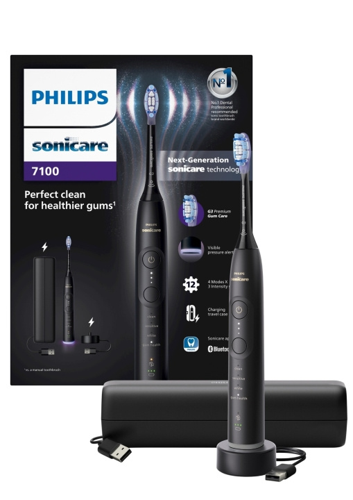 Philips Sonicare svart elektrisk tandborste serie 7100 HX7421/01 i gruppen SKÖNHET & HÄLSA / Munvård / Eltandborstar hos TP E-commerce Nordic AB (D06701)