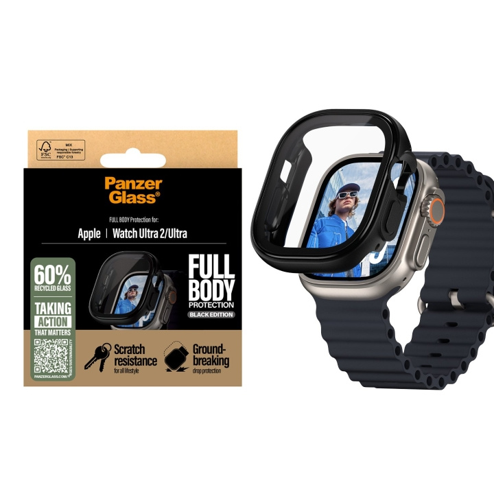 PanzerGlass Skärmskydd - Apple Watch Ultra 3 - FullBody - Svart i gruppen SPORT, FRITID & HOBBY / Smartwatch & Aktivitetsarmband / Tillbehör hos TP E-commerce Nordic AB (D07016)