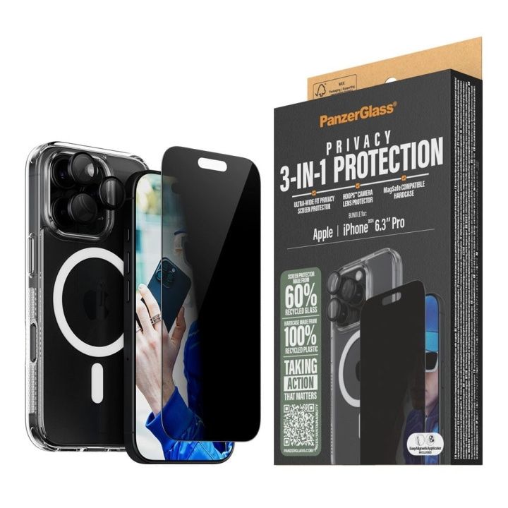 PanzerGlass iPhone 16 Pro 6,3\'\' 3-i-1 Privacy P-paket i gruppen SMARTPHONE & SURFPLATTOR / Mobilskydd / Apple / iPhone 16 hos TP E-commerce Nordic AB (D07018)