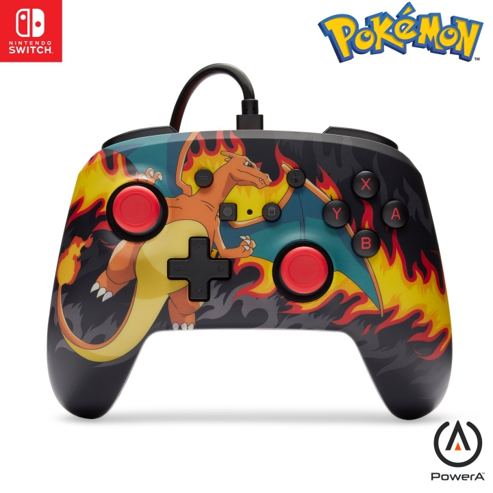 PowerA Förbättrad trådbunden handkontroll - Charizard Firestorm (Nintendo Switch) i gruppen HEMELEKTRONIK / Spelkonsoler & Tillbehör / Nintendo Switch / Tillbehör hos TP E-commerce Nordic AB (D07085)