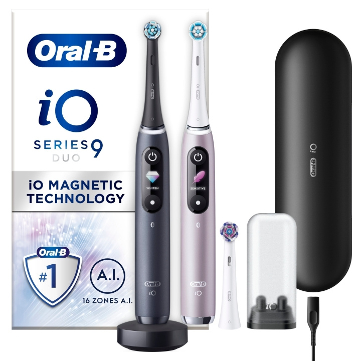 Oral B iO9 Duo Pack Svart Onyx & Rose Quartz Elektrisk tandborste i gruppen SKÖNHET & HÄLSA / Munvård / Eltandborstar hos TP E-commerce Nordic AB (D07145)