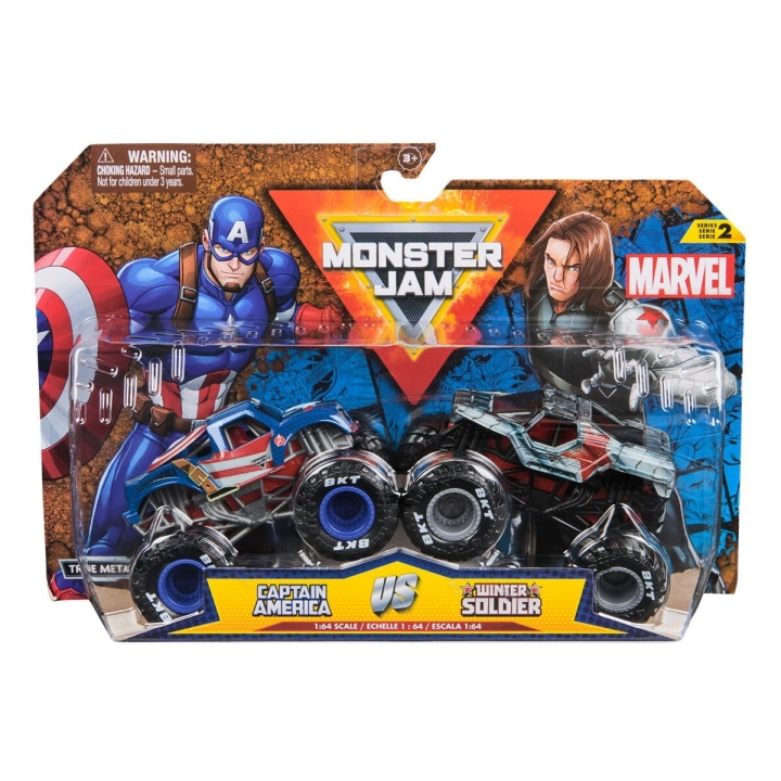 Monster Jam 1:64 Marvel 2-pack - Captain America vs. Winter Soldier i gruppen LEKSAKER, BARN- & BABYPRODUKTER / Leksaker / Leksaksbilar & andra fordon hos TP E-commerce Nordic AB (D07332)