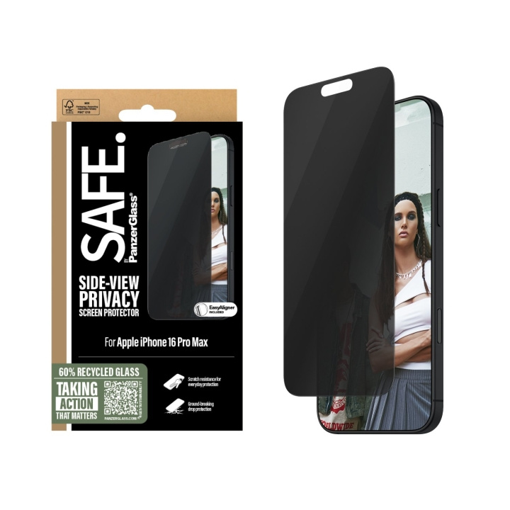 PanzerGlass SAFE - privacy skärmskydd - iPhone 16 Pro Max - Ultra Wide Fit i gruppen SMARTPHONE & SURFPLATTOR / Mobilskydd / Apple / iPhone 16 hos TP E-commerce Nordic AB (D07526)