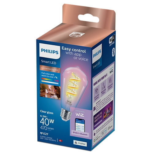 WiZ Philips - Klar 40W ST64 E27 glödlampa - Elegans i belysningen i gruppen HEMELEKTRONIK / Belysning / LED-lampor hos TP E-commerce Nordic AB (D07568)