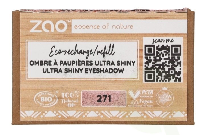 Zao Ultra Shiny Eyeshadow - Refill 1.3 g #271 Pink Copper i gruppen SKÖNHET & HÄLSA / Makeup / Ögon & Ögonbryn / Ögonskuggor hos TP E-commerce Nordic AB (D07846)