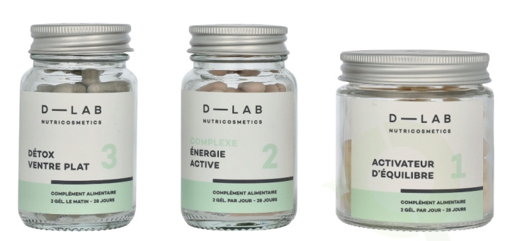 D-Lab Nutricosmetics D-Lab Ventre Plat Set 3 piece Complexe Energie Active 28 caps/Activateur D\'Equilibre 28 caps/Detox Ventre Plat 28 caps i gruppen SKÖNHET & HÄLSA / Hälsovård / Övrig hälsovård hos TP E-commerce Nordic AB (D07927)