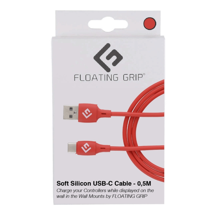 FLOATING GRIP 0,5M USB-C-kabel i silikon (röd) i gruppen DATORER & KRINGUTRUSTNING / Datorkablar / USB-kablar / USB-C hos TP E-commerce Nordic AB (D08481)