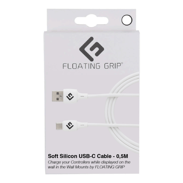 FLOATING GRIP 0,5M USB-C-kabel i silikon (vit) i gruppen DATORER & KRINGUTRUSTNING / Datorkablar / USB-kablar / USB-C hos TP E-commerce Nordic AB (D08484)