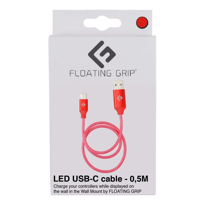 FLOATING GRIP 0,5M LED USB-C-kabel (röd) i gruppen DATORER & KRINGUTRUSTNING / Datorkablar / USB-kablar / USB-C hos TP E-commerce Nordic AB (D08486)