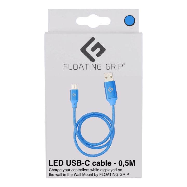 FLOATING GRIP 0,5M LED USB-C-kabel (blå) i gruppen DATORER & KRINGUTRUSTNING / Datorkablar / USB-kablar / USB-C hos TP E-commerce Nordic AB (D08487)