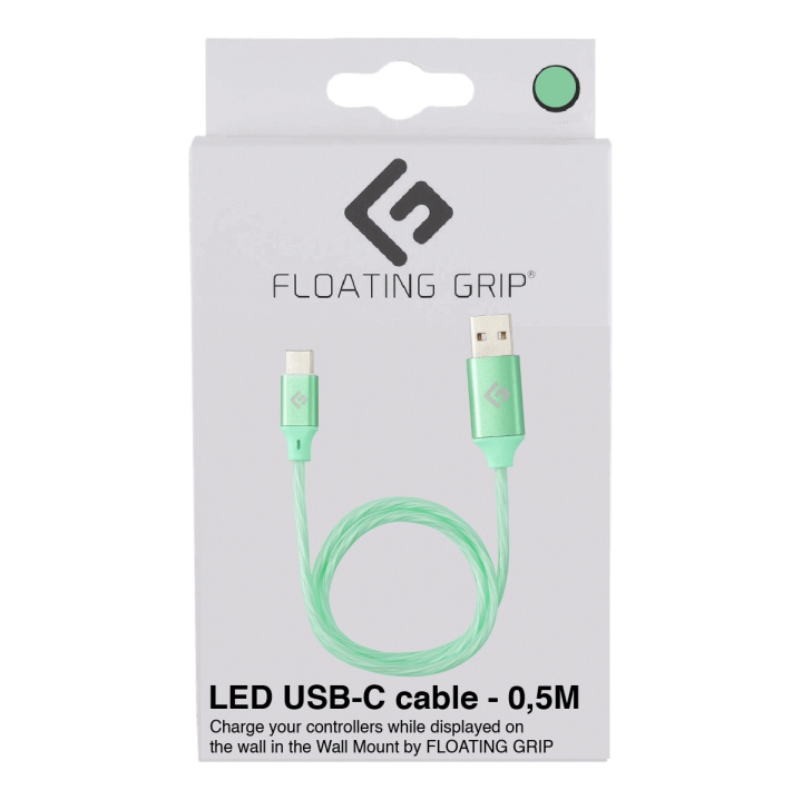 FLOATING GRIP 0,5M LED USB-C-kabel (grön) i gruppen DATORER & KRINGUTRUSTNING / Datorkablar / USB-kablar / USB-C hos TP E-commerce Nordic AB (D08488)