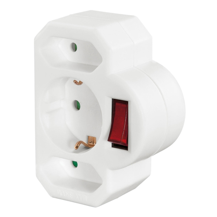 Hama Socket Adapter 3-way with Switch White i gruppen HEM, HUSHÅLL & TRÄDGÅRD / El & Belysning / Grenuttag hos TP E-commerce Nordic AB (D09252)