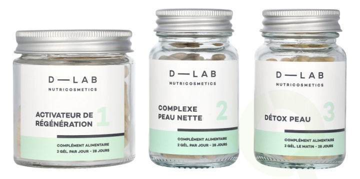 D-Lab Nutricosmetics D-Lab Perfect Skin Set 3 piece 3x56 Gels - Activateur de Regenaration No 1/Complexe Peau Nette No 2/Detox Peau No 3 i gruppen SKÖNHET & HÄLSA / Hälsovård / Övrig hälsovård hos TP E-commerce Nordic AB (D09288)