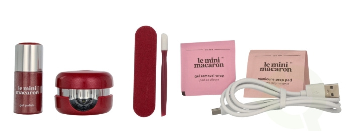 Le Mini Macaron Ruby Red! - Semi-Permanent Nail Polish Set 6 piece 3 in 1 Gel/Led Lamp/Nail File/Cuticle Pusher/10 Removal Pads/Degreasing Wipes i gruppen SKÖNHET & HÄLSA / Manikyr/Pedikyr / Nagelbehandling hos TP E-commerce Nordic AB (D09370)