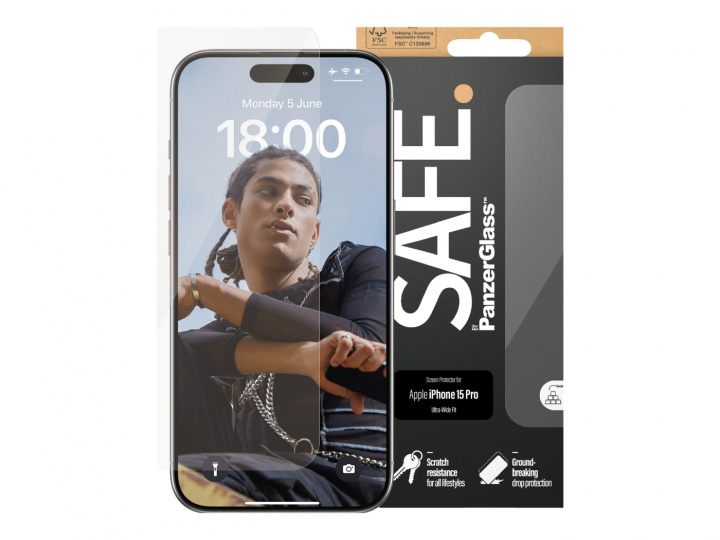 PanzerGlass SAFE. by PanzerGlass Apple iPhone 15 Pro i gruppen SMARTPHONE & SURFPLATTOR / Mobilskydd / Apple / iPhone 15 hos TP E-commerce Nordic AB (D10135)