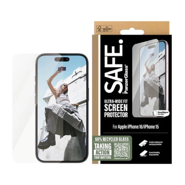 PanzerGlass SAFE. by PanzerGlass Apple iPhone 16, 15 | Ultra-Wide Fit i gruppen SMARTPHONE & SURFPLATTOR / Mobilskydd / Apple / iPhone 16 hos TP E-commerce Nordic AB (D10266)