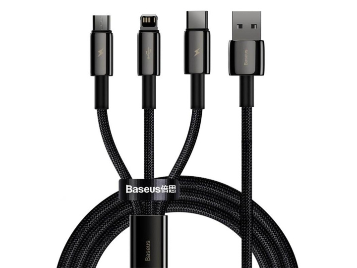 Baseus Tungsten Gold 3-in-1 USB Kabel i gruppen SMARTPHONE & SURFPLATTOR / Laddare & Kablar / Kablar / Kablar Lightning hos TP E-commerce Nordic AB (D10323)