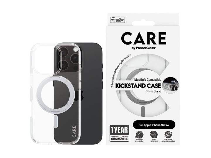 PanzerGlass CARE by PanzerGlass Protective Cover Silver Transparent i gruppen SMARTPHONE & SURFPLATTOR / Mobilskydd / Apple / iPhone 16 hos TP E-commerce Nordic AB (D10370)