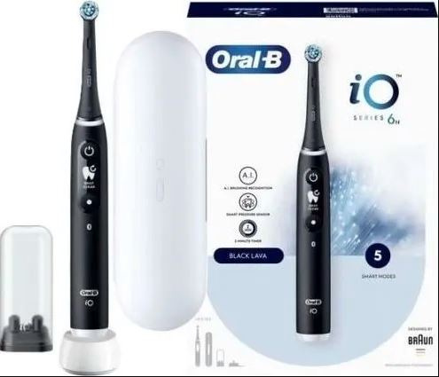 Oral B iO Series 6 Eltandborste, Black Onyx i gruppen SKÖNHET & HÄLSA / Munvård / Eltandborstar hos TP E-commerce Nordic AB (D10465)