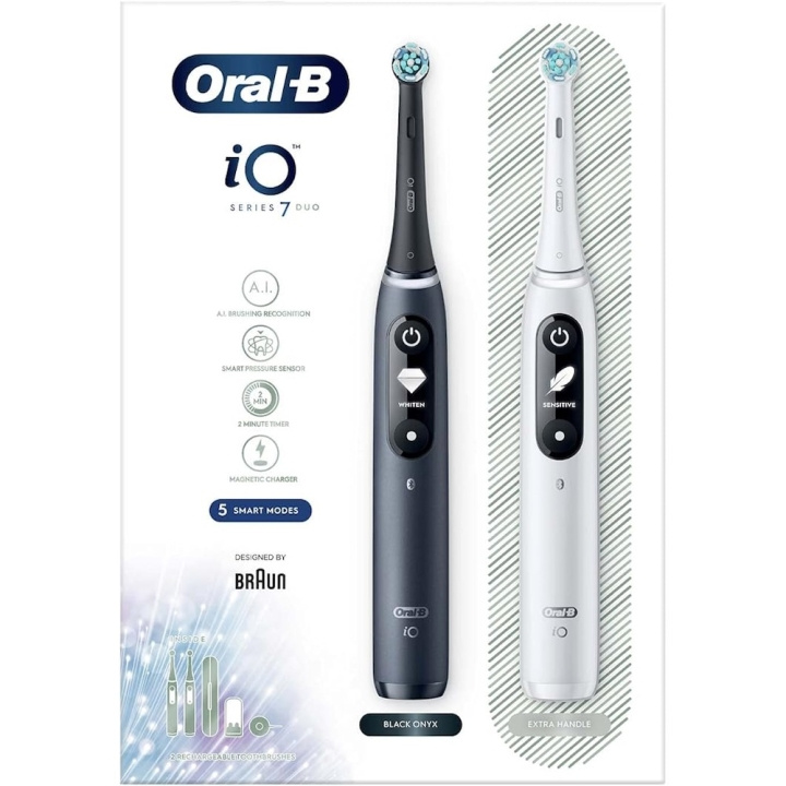 Oral B iO Series 7 Duo Eltandborste, Svart & Vit i gruppen SKÖNHET & HÄLSA / Munvård / Eltandborstar hos TP E-commerce Nordic AB (D10468)