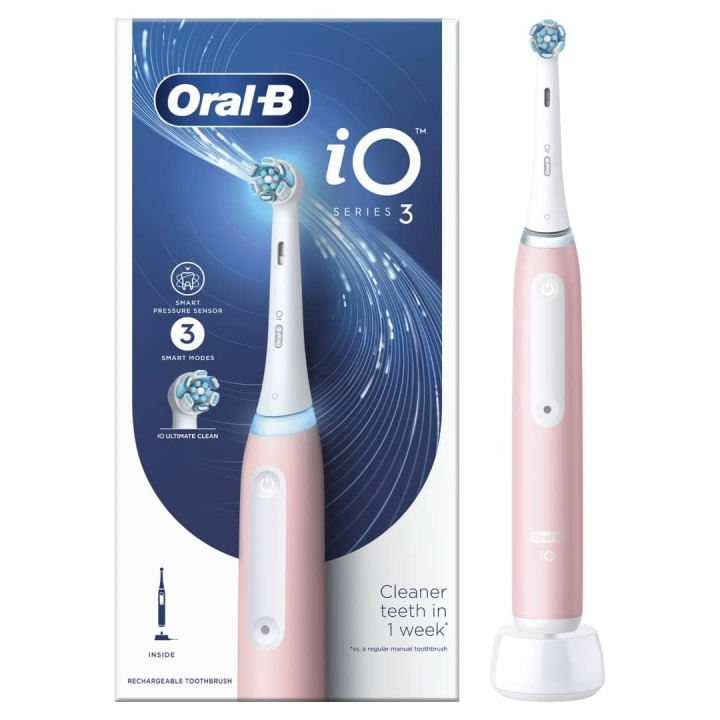 Oral B iO Series 3 Eltandborste, Blush Pink i gruppen SKÖNHET & HÄLSA / Munvård / Eltandborstar hos TP E-commerce Nordic AB (D10471)