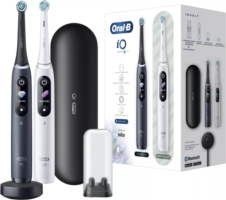 Oral B iO Series 8 Duo Eltandborste, Svart & Vit i gruppen SKÖNHET & HÄLSA / Munvård / Eltandborstar hos TP E-commerce Nordic AB (D10473)