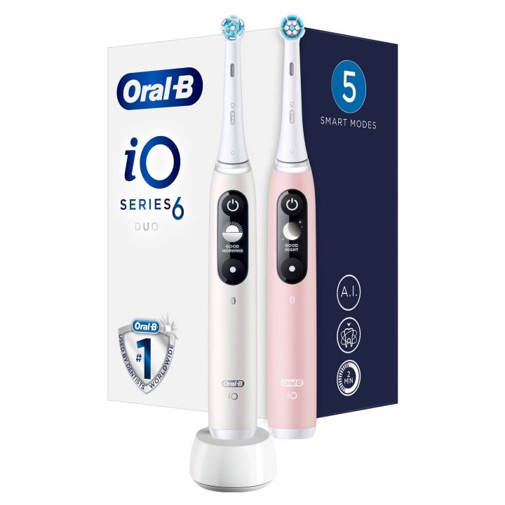 Oral B iO Series 6 Duo hvid/lyserød 2 stk. elektrisk tandbørste i gruppen SKÖNHET & HÄLSA / Munvård / Eltandborstar hos TP E-commerce Nordic AB (D10509)