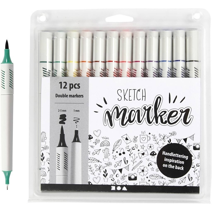 Creative Toys Sketch Marker - Standardfärger 12 st (37382) i gruppen SPORT, FRITID & HOBBY / Hobby / Måla & Rita / Pennor, kritor & tusch hos TP E-commerce Nordic AB (D10956)