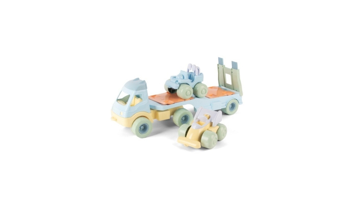 Dantoy Pastel Recycled - Lastbil med 2 bilar och plasthjul (2788) i gruppen LEKSAKER, BARN- & BABYPRODUKTER / Leksaker / Lekset hos TP E-commerce Nordic AB (D10974)