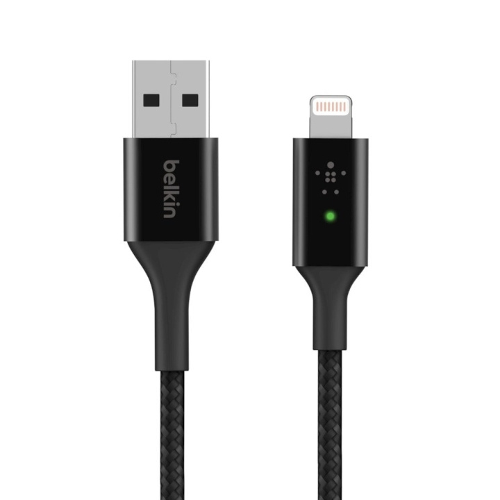 Belkin Smart LED USB-A till Lightning-kabel, svart i gruppen SMARTPHONE & SURFPLATTOR / Laddare & Kablar / Kablar / Kablar Lightning hos TP E-commerce Nordic AB (D11256)