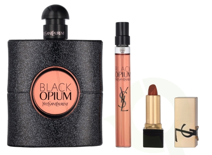 Yves Saint Laurent YSL Black Opium Giftset 101.3 ml Edp Spray 90ml/Edp Spray 10ml/Rouge Mini Pur Couture Lipstick (Nu Muse)1,3g i gruppen SKÖNHET & HÄLSA / Presentkit / Presentkit För Henne hos TP E-commerce Nordic AB (D11760)