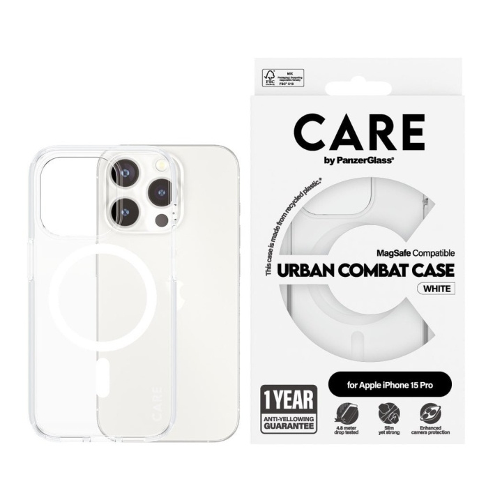 CARE by PanzerGlass - Fodral Transparent med vit MagSafe - iPhone 15 Pro i gruppen SMARTPHONE & SURFPLATTOR / Mobilskydd / Apple / iPhone 15 hos TP E-commerce Nordic AB (D12562)