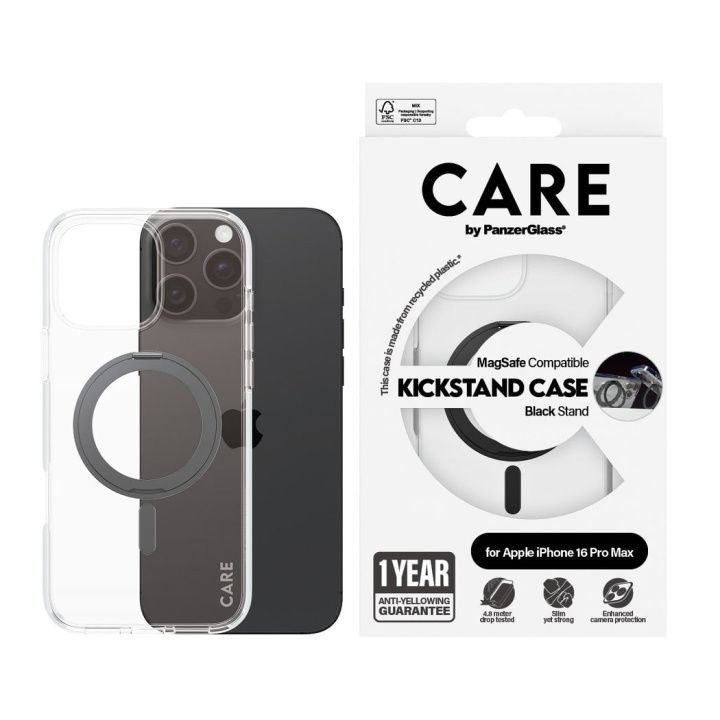 CARE by PanzerGlass - Fodral - Transparent med svart MagSafe - iPhone 16 Pro Max i gruppen SMARTPHONE & SURFPLATTOR / Mobilskydd / Apple / iPhone 16 hos TP E-commerce Nordic AB (D12574)