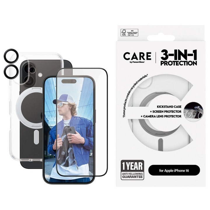 CARE by PanzerGlass - 3-i-1 keramikpaket - iPhone 16 i gruppen SMARTPHONE & SURFPLATTOR / Mobilskydd / Apple / iPhone 16 hos TP E-commerce Nordic AB (D12604)