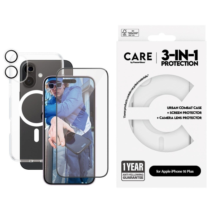 CARE by PanzerGlass - 3-i-1 Flagship Bundle - iPhone 16 Plus i gruppen SMARTPHONE & SURFPLATTOR / Mobilskydd / Apple / iPhone 16 hos TP E-commerce Nordic AB (D12605)