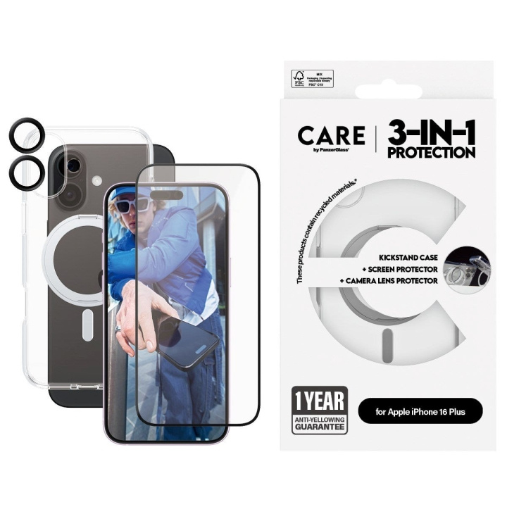 CARE by PanzerGlass - Feature 3-i-1 keramikpaket - iPhone 16 Plus i gruppen SMARTPHONE & SURFPLATTOR / Mobilskydd / Apple / iPhone 16 hos TP E-commerce Nordic AB (D12606)