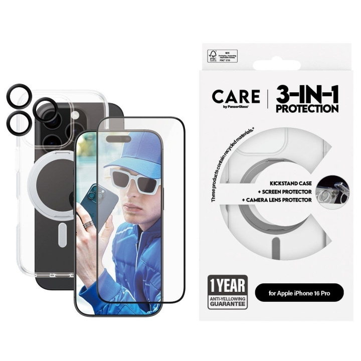 CARE by PanzerGlass - 3-i-1 skyddspaket - MagSafe-kompatibelt - iPhone 16 Pro i gruppen SMARTPHONE & SURFPLATTOR / Mobilskydd / Apple / iPhone 16 hos TP E-commerce Nordic AB (D12608)