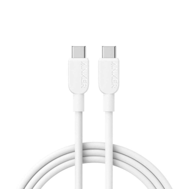 Anker USB-C till USB-C-kabel (3 ft, 240 W, flätad) - Vit i gruppen DATORER & KRINGUTRUSTNING / Datorkablar / USB-kablar / USB-C hos TP E-commerce Nordic AB (D12697)