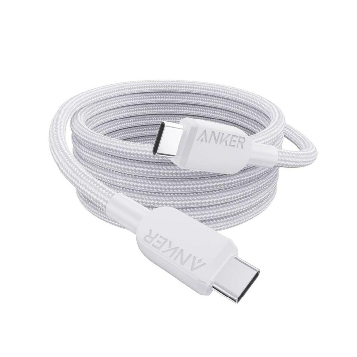 Anker USB-C till USB-C-kabel (6 ft, 240W, flätad) - Vit i gruppen DATORER & KRINGUTRUSTNING / Datorkablar / USB-kablar / USB-C hos TP E-commerce Nordic AB (D12698)