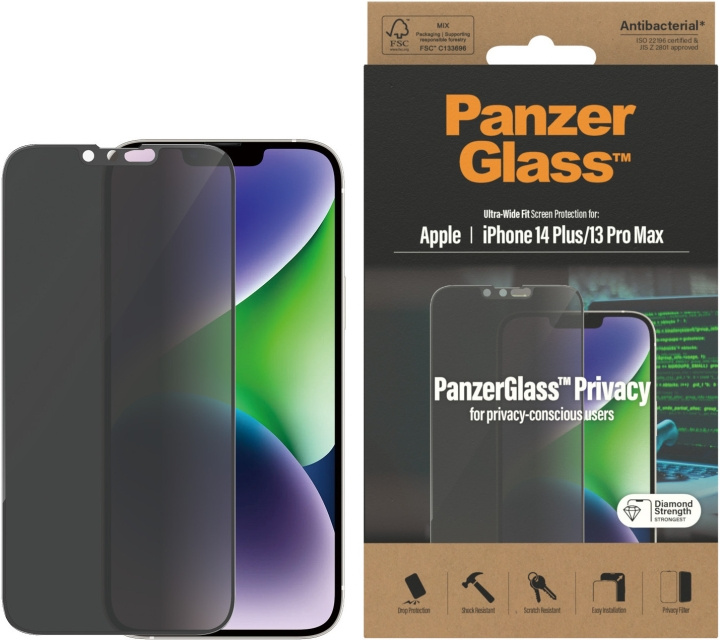 PanzerGlass Integrerat skärmskydd, iPhone 14 Plus / 13 Pro Max, svart ram i gruppen SMARTPHONE & SURFPLATTOR / Mobilskydd / Apple / iPhone 14 hos TP E-commerce Nordic AB (D13460)