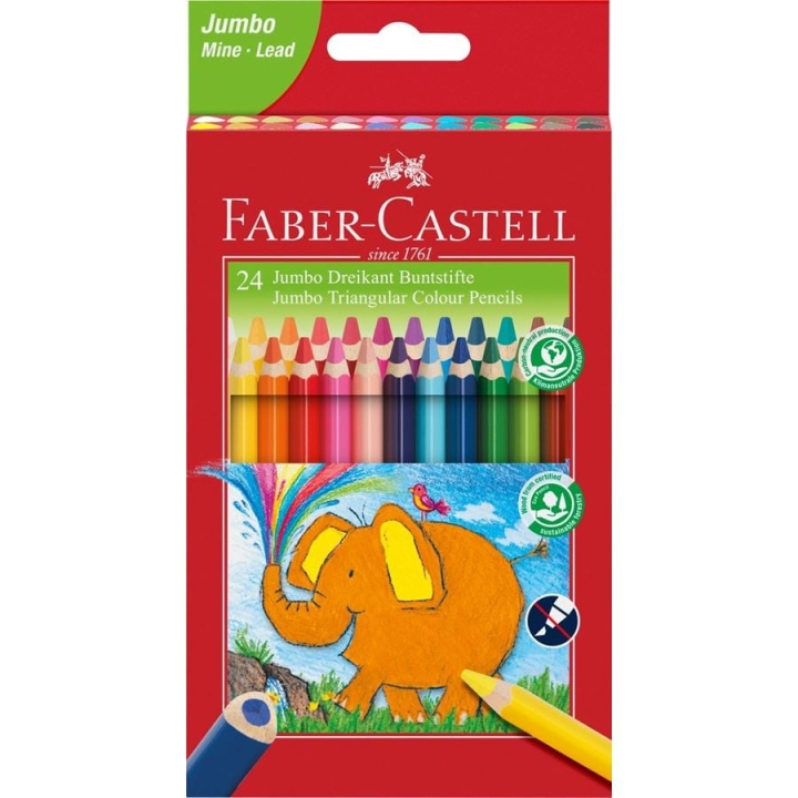 Faber-Castell Jumbo Triangulära färgpennor, 24 st (116524) i gruppen SPORT, FRITID & HOBBY / Hobby / Måla & Rita / Pennor, kritor & tusch hos TP E-commerce Nordic AB (D13802)