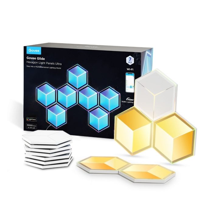 Govee Glide Hexagon ljuspaneler Ultra 7Pack! i gruppen HEM, HUSHÅLL & TRÄDGÅRD / Smarta hem / Smart belysning hos TP E-commerce Nordic AB (D13984)