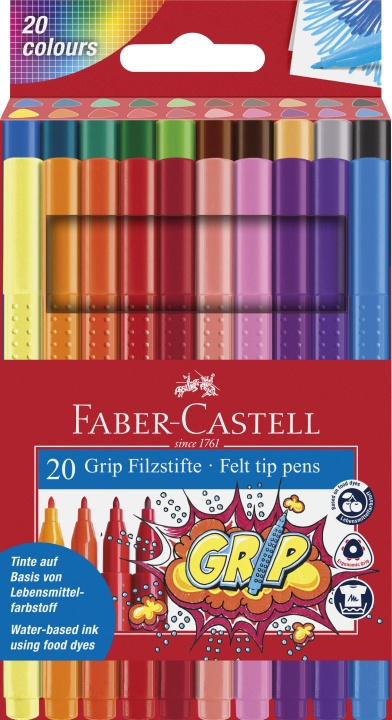 Faber-Castell Fiberpennor Grip Colour Marker set (20 st) (155320) i gruppen SPORT, FRITID & HOBBY / Hobby / Måla & Rita / Pennor, kritor & tusch hos TP E-commerce Nordic AB (D13992)