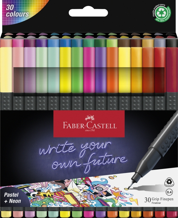 Faber-Castell Finepen Grip 0,4 set (30 st) (151630) i gruppen SPORT, FRITID & HOBBY / Hobby / Måla & Rita / Pennor, kritor & tusch hos TP E-commerce Nordic AB (D14039)