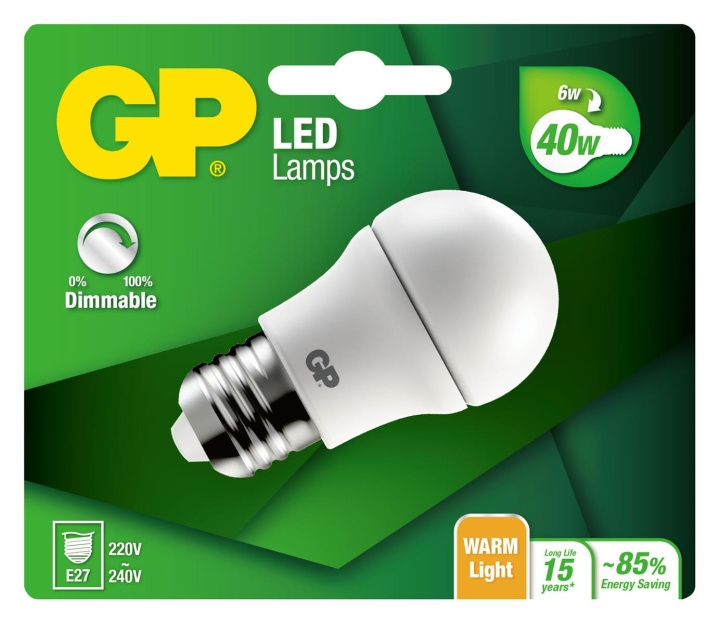 GP LED-lampa Mini Globe, E27, DIM, 6W (40W), 470lm i gruppen HEMELEKTRONIK / Belysning / LED-lampor hos TP E-commerce Nordic AB (D14195)