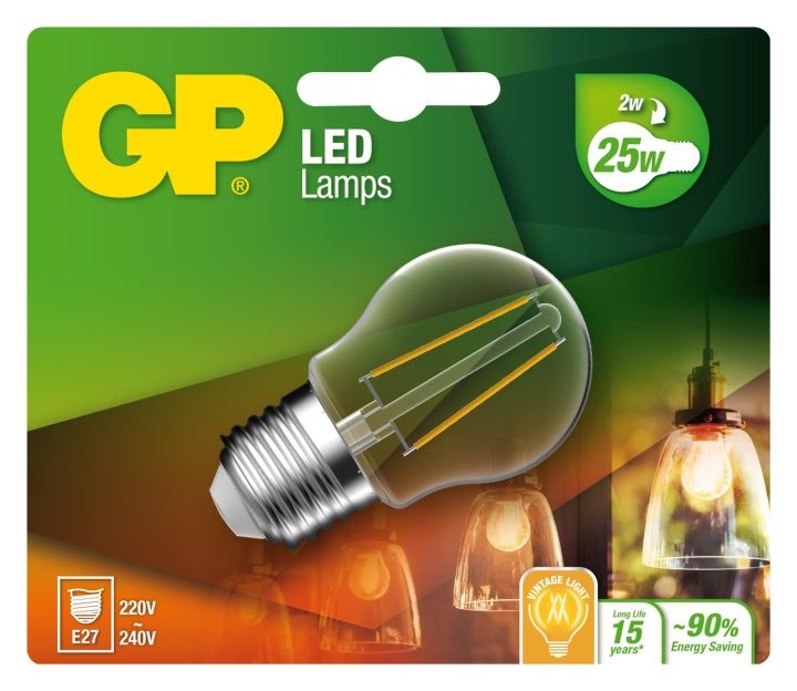 GP LED-lampa Filament Mini Globe, E27, 2W (25W), 250lm i gruppen HEMELEKTRONIK / Belysning / LED-lampor hos TP E-commerce Nordic AB (D14196)