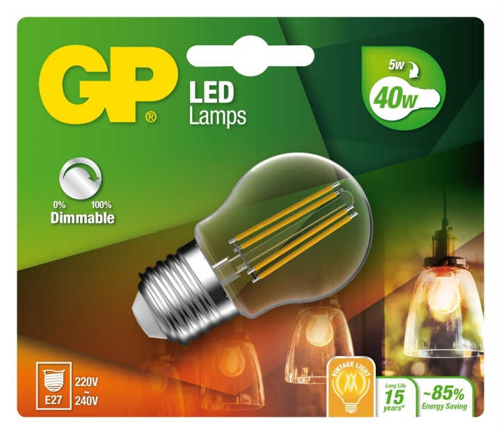 GP - LED-lampa Filament Mini Globe, E27, DIM, 5W (40W), 470lm i gruppen HEMELEKTRONIK / Belysning / LED-lampor hos TP E-commerce Nordic AB (D14197)